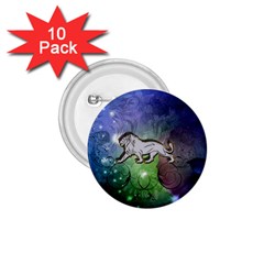 Wonderful Lion Silhouette On Dark Colorful Background 1 75  Buttons (10 Pack) by FantasyWorld7