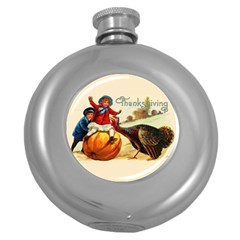 Vintage Thanksgiving Round Hip Flask (5 Oz) by Valentinaart