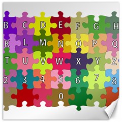 Puzzle Part Letters Abc Education Canvas 16  X 16   by Celenk