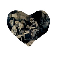 The Birth Of Christ Standard 16  Premium Heart Shape Cushions by Valentinaart