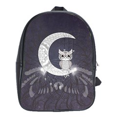 Mandala, Cute Owl On The Moon School Bag (xl) by FantasyWorld7