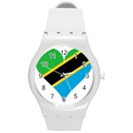 Heart Love Tanzania East Africa Round Plastic Sport Watch (M) Front