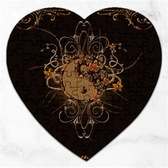 The Sign Ying And Yang With Floral Elements Jigsaw Puzzle (heart) by FantasyWorld7