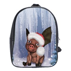 Christmas, Cute Little Piglet With Christmas Hat School Bag (xl) by FantasyWorld7