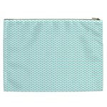 Tiffany Aqua Blue Lipstick Kisses on White Cosmetic Bag (XXL)  Back