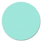 Tiffany Aqua Blue Chevron Zig Zag Magnet 5  (Round) Front