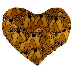 Bulldogge Large 19  Premium Flano Heart Shape Cushions by gasi