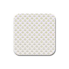 Gold Scales Of Justice On White Repeat Pattern All Over Print Rubber Square Coaster (4 Pack)  by PodArtist