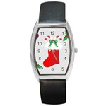 Christmas Stocking Barrel Style Metal Watch Front