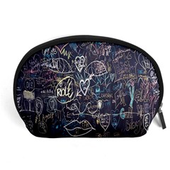 Graffiti Chalkboard Blackboard Love Accessory Pouches (large)  by Celenk