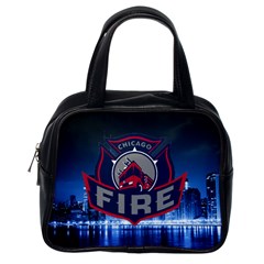 Chicago Fire With Skyline Classic Handbags (one Side) by allthingseveryone