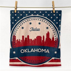 Tulsa Oklahoma Retro Skyline Face Towel by Bigfootshirtshop