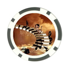 Cute Little Girl Dancing On A Piano Poker Chip Card Guard by FantasyWorld7