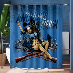 Navy Anchor s Aweigh Pinup Girl Shower Curtain 60  X 72  (medium) by Bigfootshirtshop