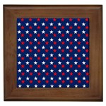 Patriotic Red White Blue Stars Blue Background Framed Tiles Front