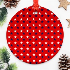 Patriotic Red White Blue Usa Round Ornament (two Sides) by Celenk