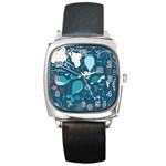 Cool Sea life Pattern Square Metal Watch Front