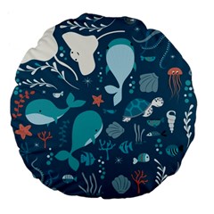 Cool Sea Life Pattern Large 18  Premium Flano Round Cushions by Bigfootshirtshop