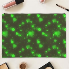 Neon Green Bubble Hearts Cosmetic Bag (xxl)  by PodArtist