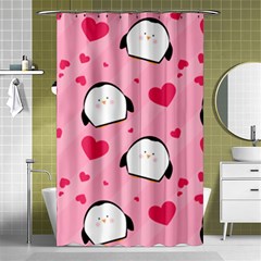 Penguin Love Pattern Shower Curtain 48  X 72  (small)  by Bigfootshirtshop