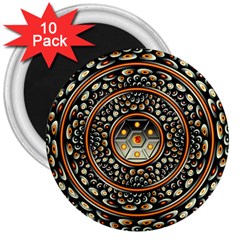 Dark Metal And Jewels 3  Magnets (10 Pack)  by linceazul