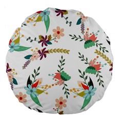 Floral Backdrop Pattern Flower Large 18  Premium Flano Round Cushions by Celenk