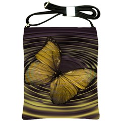 Butterfly Insect Wave Concentric Shoulder Sling Bags by Celenk