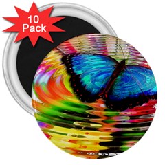 Blue Morphofalter Butterfly Insect 3  Magnets (10 Pack)  by Celenk