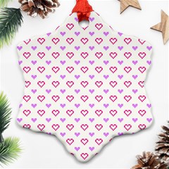 Pixel Hearts Ornament (snowflake) by jumpercat