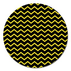 Yellow Chevron Magnet 5  (round) by jumpercat