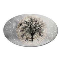 Snow Snowfall New Year S Day Oval Magnet by BangZart