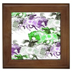 Horse Horses Animal World Green Framed Tiles by BangZart