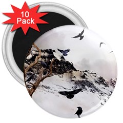 Birds Crows Black Ravens Wing 3  Magnets (10 Pack)  by BangZart