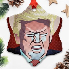 Donald Trump Pop Art President Usa Snowflake Ornament (two Sides) by BangZart