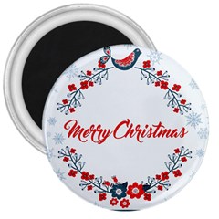 Merry Christmas Christmas Greeting 3  Magnets by BangZart