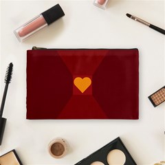 Heart Red Yellow Love Card Design Cosmetic Bag (medium)  by BangZart