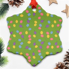 Balloon Grass Party Green Purple Snowflake Ornament (two Sides) by BangZart