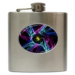 Abstract Art Color Design Lines Hip Flask (6 Oz) by Celenk