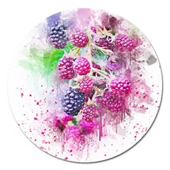 Blackberry Fruit Art Abstract Magnet 5  (round) by Celenk