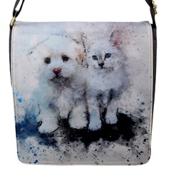 Cat Dog Cute Art Abstract Flap Messenger Bag (s) by Celenk