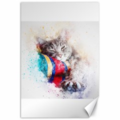 Cat Kitty Animal Art Abstract Canvas 20  X 30   by Celenk