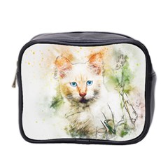 Cat Animal Art Abstract Watercolor Mini Toiletries Bag 2-side by Celenk