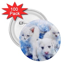 Dog Cats Pet Art Abstract 2 25  Buttons (100 Pack)  by Celenk