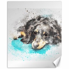 Dog Animal Art Abstract Watercolor Canvas 11  X 14   by Celenk