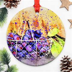 Fruit Plums Art Abstract Nature Ornament (round) by Celenk