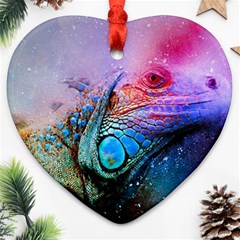 Lizard Reptile Art Abstract Animal Heart Ornament (two Sides) by Celenk