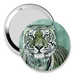 Tiger Cat Art Abstract Vintage 3  Handbag Mirrors by Celenk