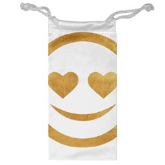 Gold Smiley Face Jewelry Bag by NouveauDesign