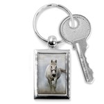 Horse Mammal White Horse Animal Key Chains (Rectangle)  Front