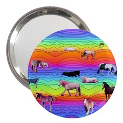 Horses In Rainbow 3  Handbag Mirrors by CosmicEsoteric